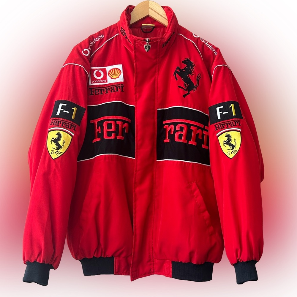 Ferrari Red and Black Varsity Bomber Jacket
